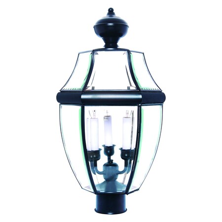 Maxim Three Light Black Clear Glass Post Light 6098CLBK